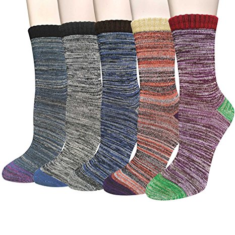 Pack of 5 Womens Cotton Comfort Casual Crew Socks