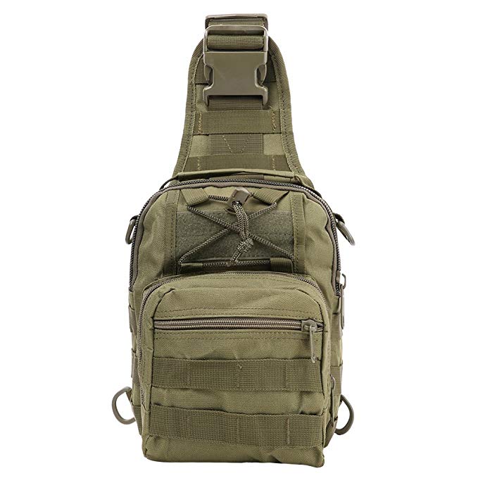 Shoulder Bag, TOPQSC Tactical Shoulder Bag Sling Chest Pack Crossbody Bag Riding Sports Multi-purpose Daypack for Camping, Trekking, Rover Sling Backpack