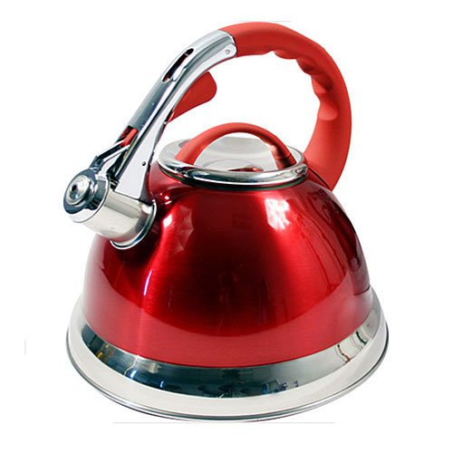 Prima 3.5L Stainless Steel Whistling Kettle with Silicone Handle in Red 11144C