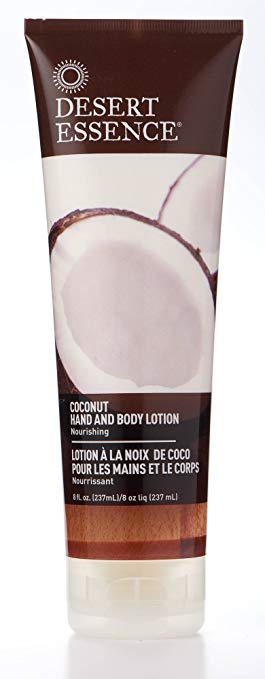 Desert Essence Hand and Body Lotion Coconut - 8 fl oz - 2 Pack - Smooth Skin - Essential Oils, Vitamins, Fruit Extracts - Daily Skin Care Natural Moisturizer - Tropical Extracts - Dry Skin Nourishment