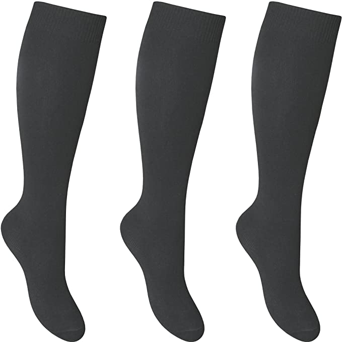 Ladies & Girls Knee High Length Cotton Rich Everyday School Socks (3 Pair Multi Pack)