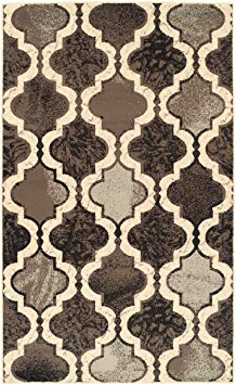 Superior Modern Viking Collection, 8mm Pile Height with Jute Backing, Geometric Trellis Pattern, Anti-Static Area Rugs - Chocolate, 2' x 3'