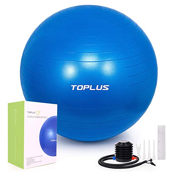 TOPLUS Exercise Ball (Multiple Sizes) Thick Yoga Ball Chair for Fitness, Stability, Balance, Pilates - Anti Burst Supports 2200lbs - Includes Quick Pump & Professional Guide