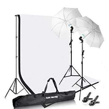 Slow Dolphin Photography 2M x 3M/6.5ft x 10ft Chromakey Backdrop Support and 1050W 5500K Umbrella Light Kit