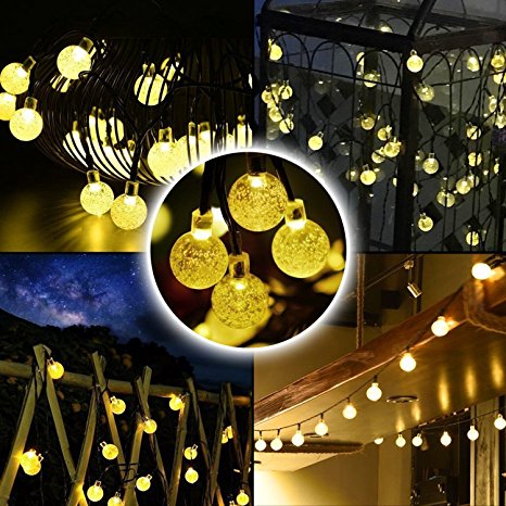 Solar Powered Outdoor String Lights, Kohree 50 LED Crystal Ball String Fairy Lights Decorative Lights for Garden, Patio, Yard, Balcony, Home, Tree, Parties