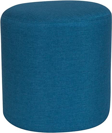 Flash Furniture Barrington Upholstered Round Ottoman Pouf in Blue Fabric