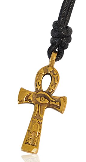 Egyptian Ankh Key Eye of Horus Ra Handmade Brass Necklace Pendant Jewelry by Vietguild