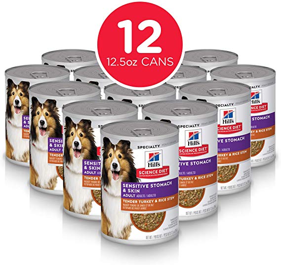 Hill's Science Diet Canned Wet Dog Food, Adult, Sensitive Stomach & Skin, Pack of 12