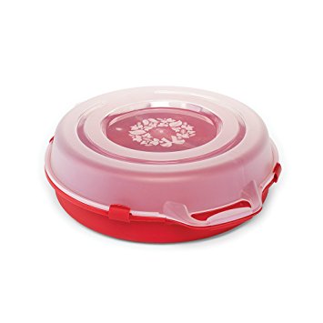 Homz Holiday Wreath Plastic Storage Box, Up to 24", Red With Clear Lid