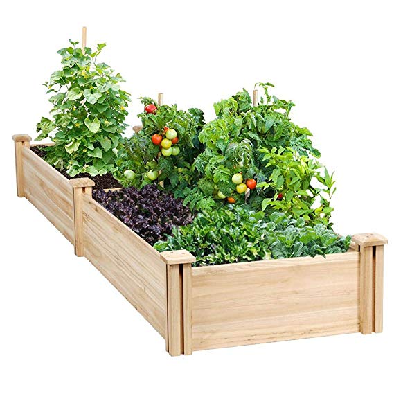 Yaheetech Raised Garden Bed Kit - Wooden Elevated Planter Garden Box for Vegetable/Flower/Herb Outdoor Solid Wood 96.7 x 24.6 x 10.6inch(LxWxH)