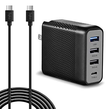USB C Pd Charger, 4 Ports 40W Wall Charger, with One 30W Type-C Power Delivery 3.0 Pd/Qc USB Wall Charger Adapter Compatible with iPhone 8/8Plus/X/XS/Max/XR, MacBook, Pixel XL Galaxy Note 8/ S8/ S9