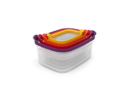 Joseph Joseph 81010 Nest Storage Plastic Food Storage Containers Set Food Saver Resuable Tupperware Lunch Box Pantry Storage Microwave-Safe, 8-Piece, Multicolored