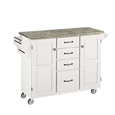 Home Styles 2-Cabinet Door Create-a-Cart with Concrete Top, White/Gray