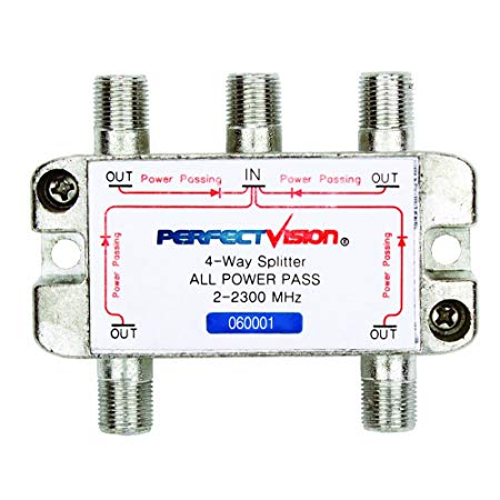 Perfect Vision 060001 4-Way 2-2300 MHz Coax Cable Splitter