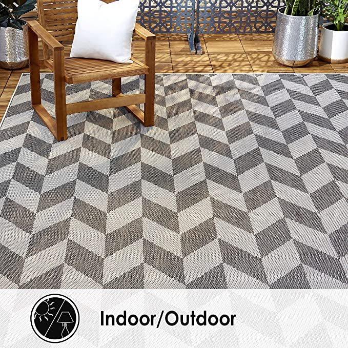 Home Dynamix Nicole Miller Patio Country Calla Indoor/Outdoor Area Rug 5'2"x7'2", Modern Geometric Black/Gray