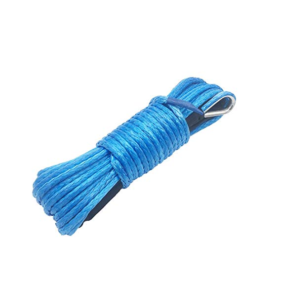 Ucreative 1/4" x 50' 7700LBs Synthetic Winch Line Cable Rope with Sheath ATV UTV (Blue)