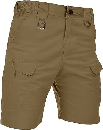 Men's Tactical Cargo Shorts 9.5 Inches Waterproof Ripstop Elastic Waist BDU Hiking Shorts Work