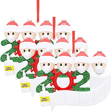 MSLAN 3-Pack Personalized Quarantine 2020 Christmas Ornament Kit with Paper, Customized Family Name Christmas Tree Decorating Set Creative Friends Gift Family of 4