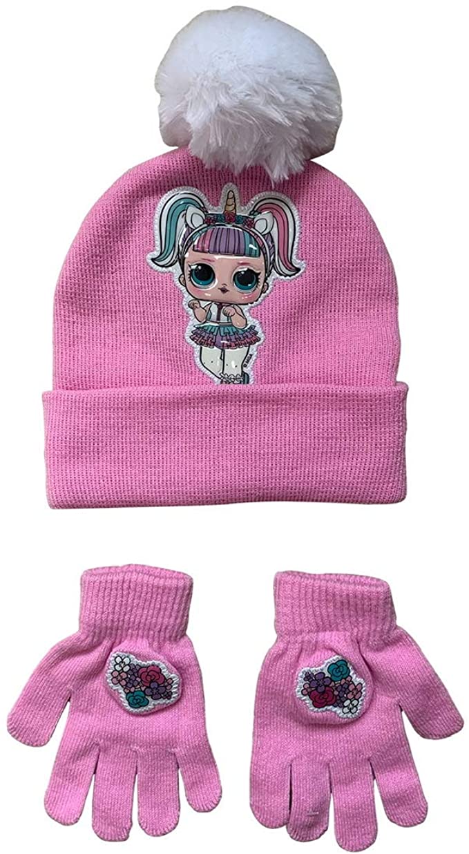 L.O.L Surprise Hat & Gloves ''Patches'' Winter 2 Pieces Set For Girls (Pink)