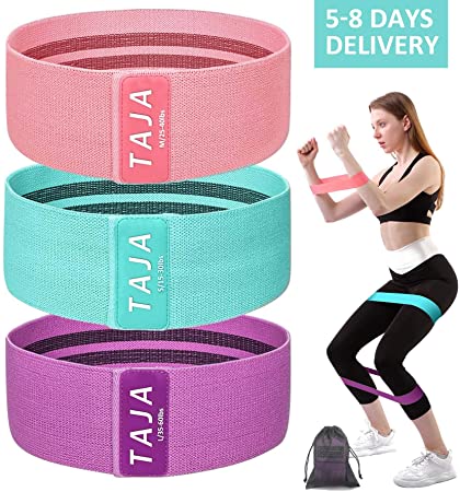 Venture Pal Resistance Loop Exercise Bands 3 Set for Legs and Butt,Non Slip Exercise Fabric Hip Loop Bands Workout Bands for Women with Carrying Bag