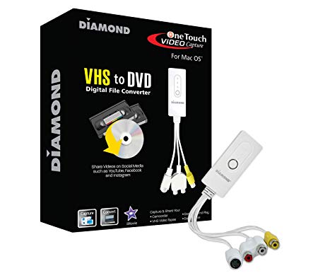 Diamond Multimedia VC500MAC USB 2.0 One Touch VHS to DVD Video Capture Device with Easy to Use Software, Convert, Edit and Save to Digital Files for MacOS