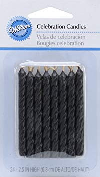 Wilton W2811224 Birthday Candles, 2.5-Inch, Black, 24-Pack