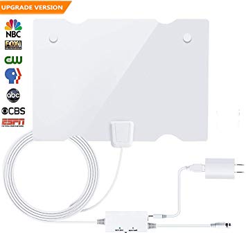 Vinus TV Antenna, Indoor HDTV Antenna 1080P 60-80 Miles Range with 2018 Newest Type Switch Console Amplifier Signal Booster, USB Power Supply and 16.4ft Coax Cable (White Appearance)