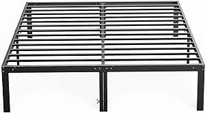 Queen Size Bed Frame, Metal Platform Frames No Box Spring Needed, Heavy Duty with Storage Space, 14 Inches High, Sturdy Steel Slat Support, Black