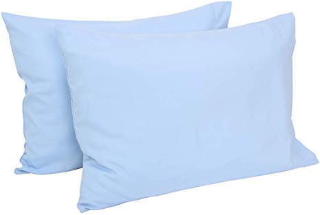 TILLYOU Toddler Travel Pillowcases Set of 2, 14x20- Fits Pillows Sized 12x16, 13x18 or 14x19, 100% Silky Soft Microfiber, Envelope Closure Machine Washable Kids Pillow Cases, Blue