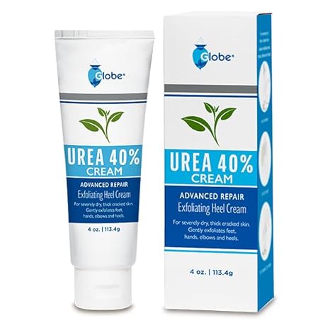 Globe Urea Cream 40% - (4 oz) Intensive Hydration for Dry and Cracked Heels, Feet, Hands, Elbows and Knees - Callus Remover, Hydrating Cream for Dry Skin - Helps Athletes Foot - Foot Odor - 4 oz Tube