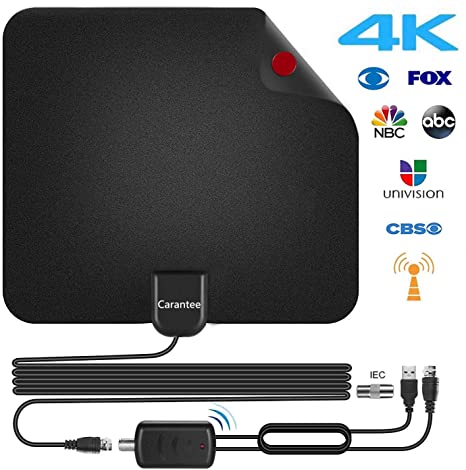[Upgraded 2020] Carantee TV Antenna, Digital HDTV Antenna Indoor 60-100 Miles Freeview Channels with Amplifier Signal Booster 16.5Ft Coaxial Cable Black