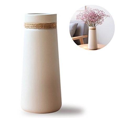HaloVa Ceramic Vases, Modern Elegant Decorative Flower Vase for Home Decor Living Room and Office, Taper White