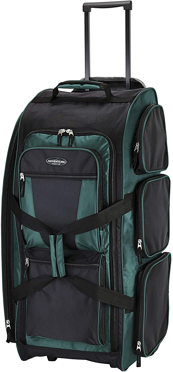 Travelers Club Xpedition 30 Inch Multi-Pocket Upright Rolling Duffel Bag, Teal, 30-Inch