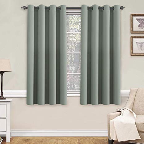 H.VERSAILTEX Blackout Room Darkening Thermal Insulated Grommet Window Curtain for Living Room, Sage,52x63-inch,Sold by 2 Panels