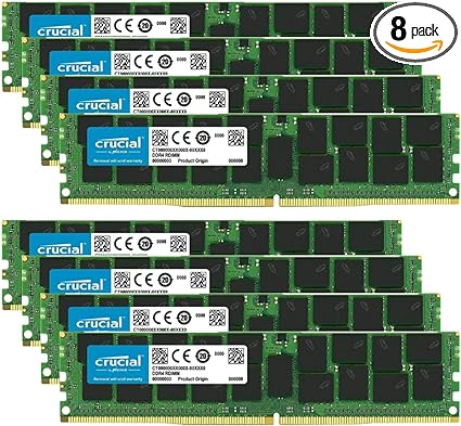 Crucial Bundle with 256GB (8 x 32GB) DDR4 PC4-21300 2666MHz RDIMM (8 x CT32G4RFD4266), Dual Ranked Registered ECC Memory