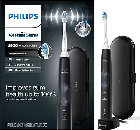 Philips HX6850/60 Electric Toothbrush Adult Sonic Toothbrush Black, Grey – Electric Toothbrush (Battery, Built-in, Li-Ion, 110-220 V, 1 Piece)