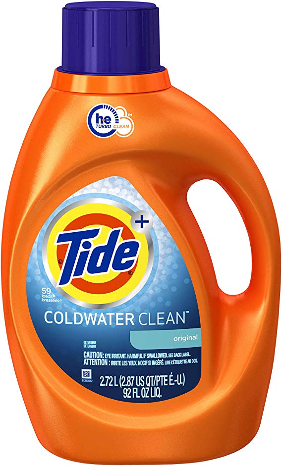 Tide Original Scent Coldwater HE Turbo Clean Liquid Laundry Detergent, 92 Oz, 59 Loads