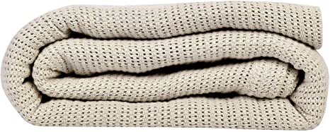 Linteum Textile Supply Leno Weave Blanket (Taupe, Queen) Lightweight, Extra-Fluffy, and Durable Soft Blanket, Made from 100% Cotton Material for Bed & Couch, 90x90 Inches