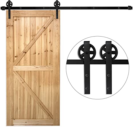 6.6ft Sliding Barn Door Hardware Big Wheel Kit,Slide Smoothly Quietly,Factory Outlet Upgraded Version Quality Carbon Steel,Fit 36"-40" Wide Door Panel-(Big Wheel Hanger) (6.6ft)