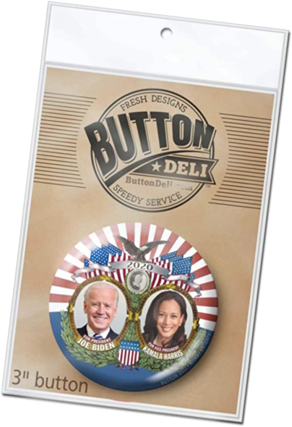 Joe Biden Kamala Harris 2020 Button - Collectible Jugate Photo Large 3 Inch Pin Design 7216