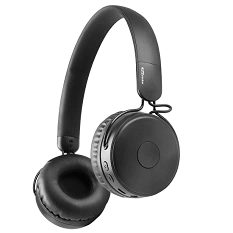 Portronics Muffs M, a Wireless Bluetooth 5.0 Stereo On-Ear Headphones with Immersive Stereo Sound, Hands Free Mic & AUX Port (Black)