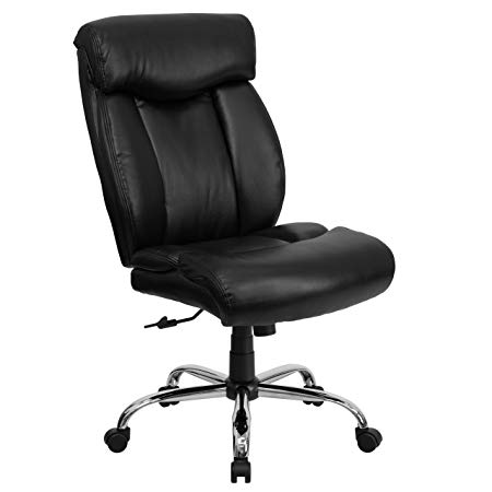 Flash Furniture HERCULES Series Big & Tall 400 lb. Rated Black Leather Executive Ergonomic Office Chair with Full Headrest, GO-1235-BK-LEA-GG