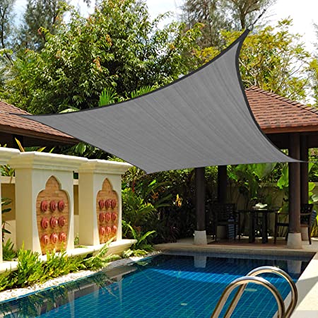 Artpuch 12' x 12' Sun Shade Sails Square Canopy, Dark Grey UV Block Cover for Outdoor Patio Garden Yard