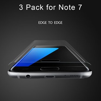 Vanten Samsung Galaxy Note 7 Screen Protector HD Ultra Clear PET Film [3 Pack] [Anti-Bubble] [Anti-Scratch] [Anti-Fingerprint]3D Full Coverage Curved for Galaxy Note 7 (Note 7)