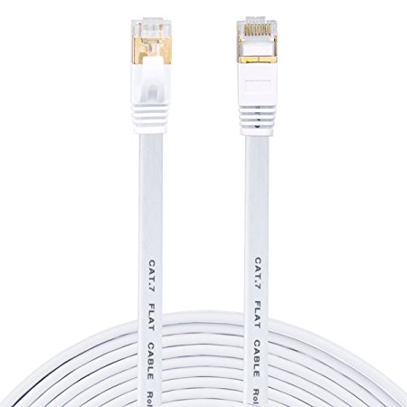 Cat 7 Ethernet Cable, SNANSHI CAT 7 LAN Network Cable RJ45 Patch Cord STP Gigabit 10/100/1000Mbit/s with Gold Plated Lead for Switch/ Router/ Modem/ Patch Panel (30ft White)