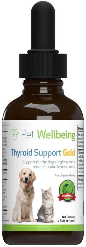 Pet Wellbeing - Thyroid Support Gold for Dogs - Natural Support for Thyroid Gland and Normal Calm Temperament in Canines - 2oz(59ml)