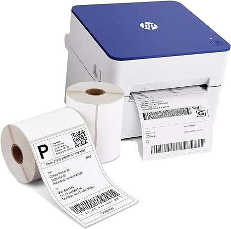 HP Shipping Label Printer 4x6 Commercial Grade Direct Thermal, 203 DPI Printer w 4” x 6” Labels (2 Rolls 250 Sheets per Roll)