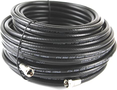 KUNOVA (TM) 200 FT RG-6 Satellite TV Coaxial Cable RG6 3.5 Ghz 200FT New with Connectors UL CMG in Wall Rated