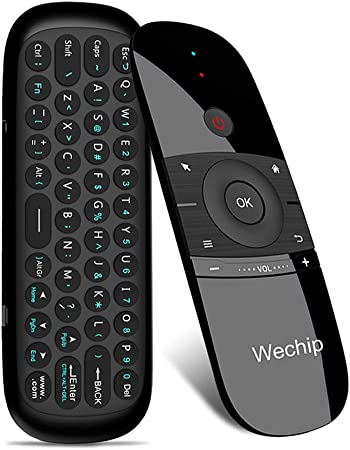 Wechip 2.4G Smart TV Wireless Keyboard Fly Mouse W1 Multifunctional Remote Control for Android TV Box/PC/Smart TV/Projector/HTPC/All-in-one PC/TV (Black)