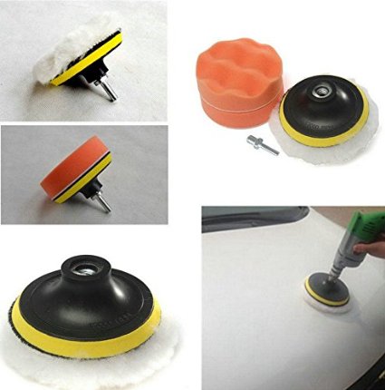 BaiFM 3" Buffing Sponge Compound-Polishing-Auto Pad Kit with Drilling Adapter M10 For Car Auto Polisher 6pcs